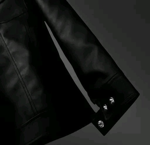 Collared leather jacket