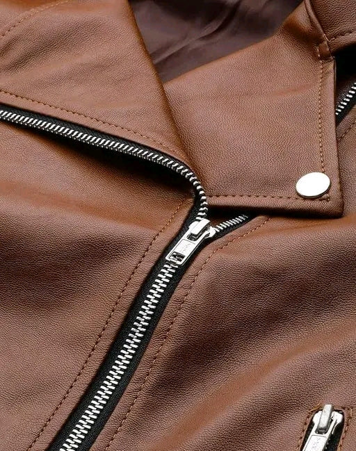 Brown Leather biker jacket women edition